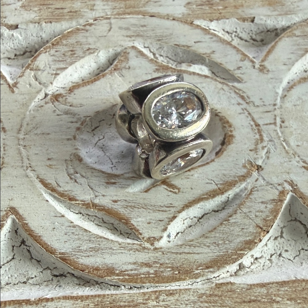 Pandora Silver Charm with Clear Crystals